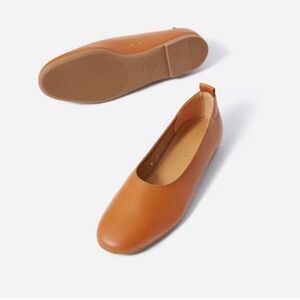 Everlane Day Glove Italian Leather Ballet Flat Shoes Toasted Almond Size 8.5